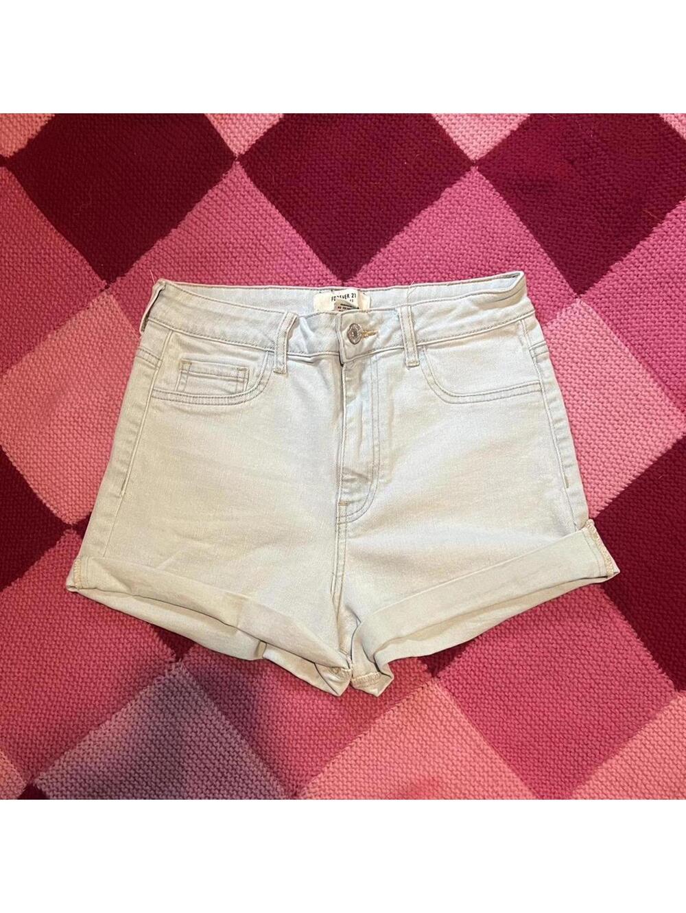 high waisted light denim mini shorts
